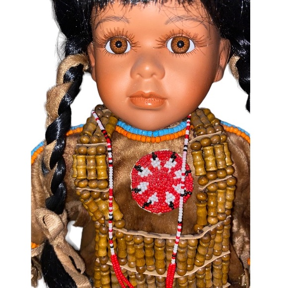 Authentic Hand Painted Native American Porcelain Doll - Picture 6 of 8
